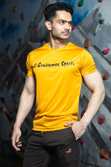 Solid Dye Round Neck T-Shirts Mustard Charcoal