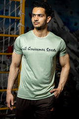 Solid Dye Round Neck T-Shirts Pista Firozi (D)