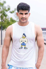 QUIRKY GYM VEST WHITE- ANGRY DUCK