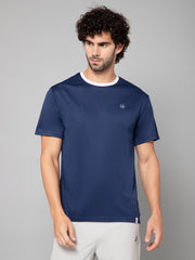 MINIMAL BUZZ STRENGTH MESH BASIC T-SHIRT-NAVY