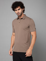 MINIMAL BUZZ SOFT TOUCH POLO T-SHIRT-MUD BROWN