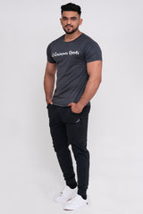 Solid Dye Round Neck T-Shirts Charcoal Black