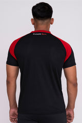 Stand Neck Semi Collar T-Shirts Black Red (D)