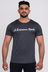 Solid Dye Round Neck T-Shirts Charcoal Black (D)