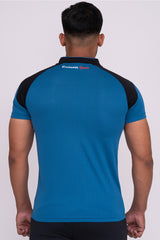 Stand Neck Semi Collar T-Shirts Firozi Black (D)
