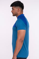 Stand Neck Semi Collar T-Shirts Firozi Royal Blue (D)
