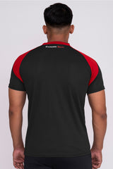 Stand Neck Semi Collar T-Shirts Charcoal Red (D)