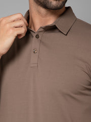 MINIMAL BUZZ SOFT TOUCH POLO T-SHIRT-MUD BROWN