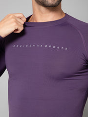 MINIMAL BUZZ CORE COMPRESSION FULL SLEEVE T-SHIRT-PURPLE