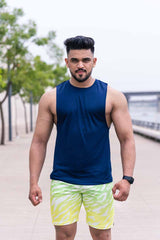 Customizable Rudestyle Deep Cut Gym Vest - Navy