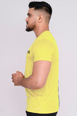 Solid Dye Round Neck T-Shirts Yellow Black (D)