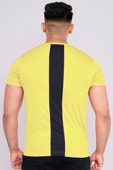 Solid Dye Round Neck T-Shirts Yellow Black