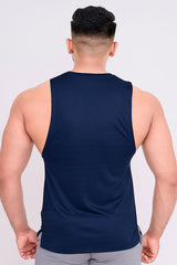 QUIRKY GYM VEST NAVY BLUE - TRAINING QUOTES