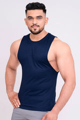 Customizable Rudestyle Deep Cut Gym Vest - Navy