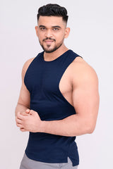 Customizable Rudestyle Deep Cut Gym Vest - Navy
