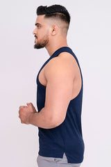 QUIRKY GYM VEST NAVY BLUE - TRAIN HARD